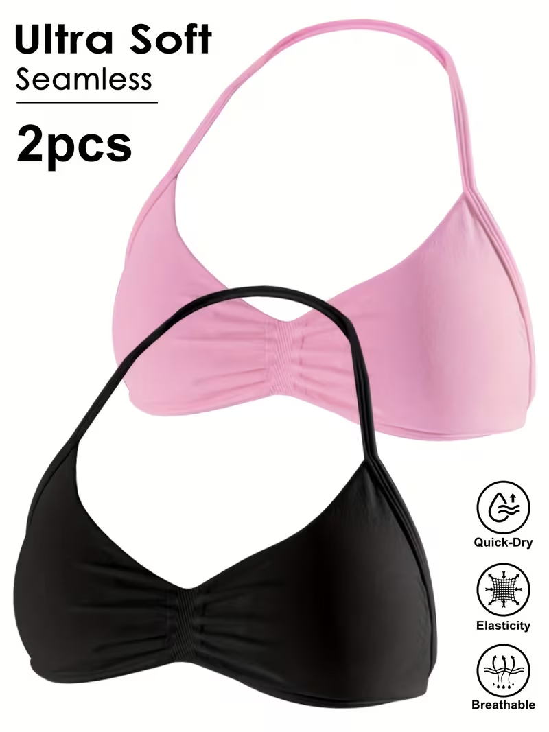 Crop Top Crochet - 2 adet dikişsiz seksi açık arka