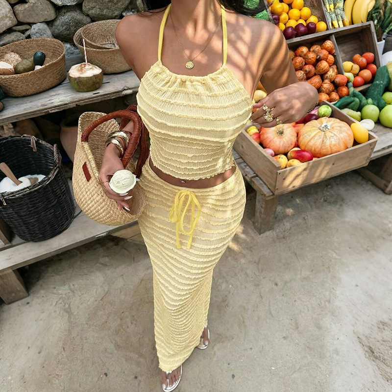Maxi Dress Halter - Seksi Zarif Elbise İki Parçalı Etek