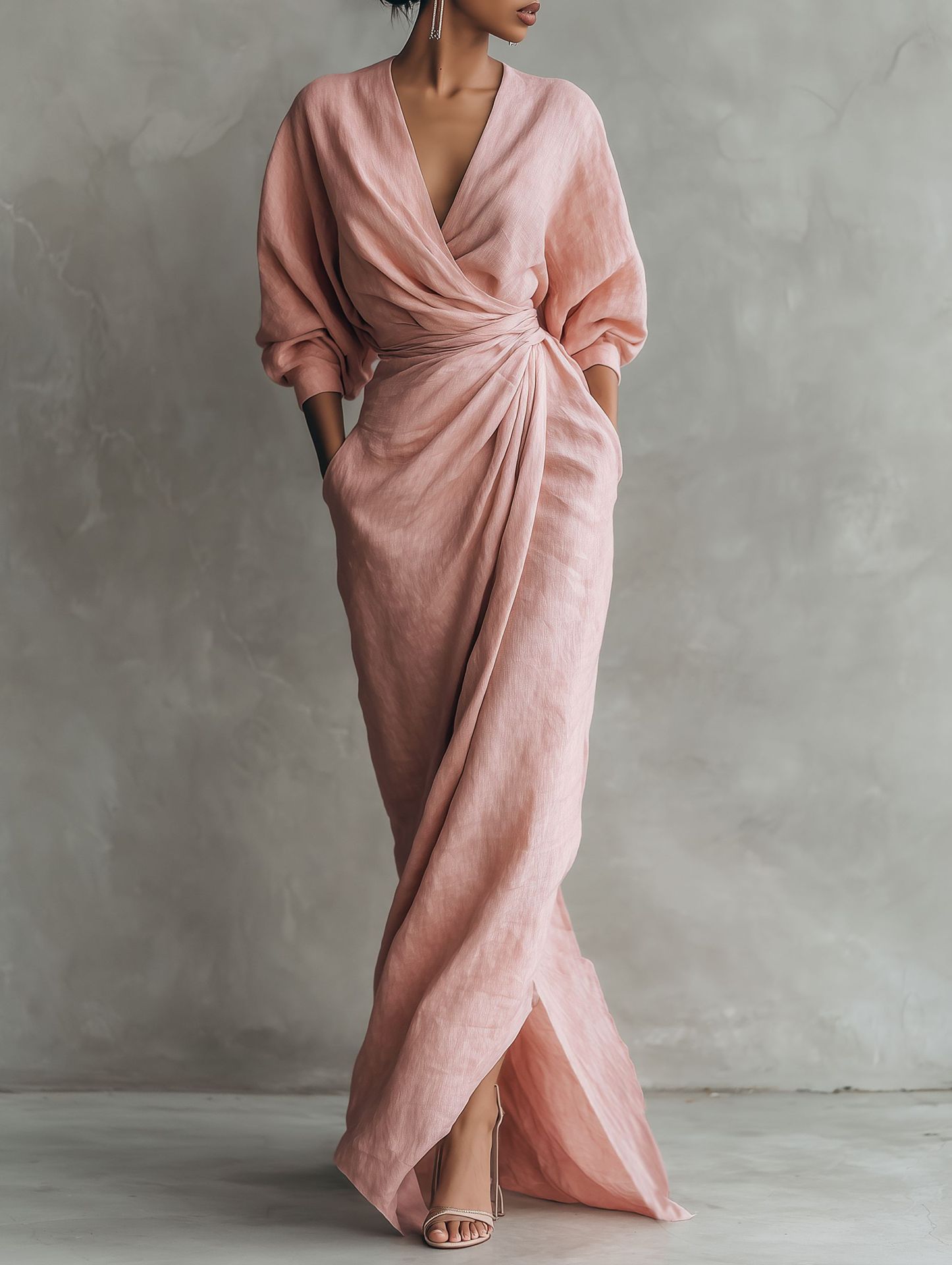 Kadın Keten Karışımı Wrap Maxi - Linen Dress Wrap incelemesi ve fiyatı