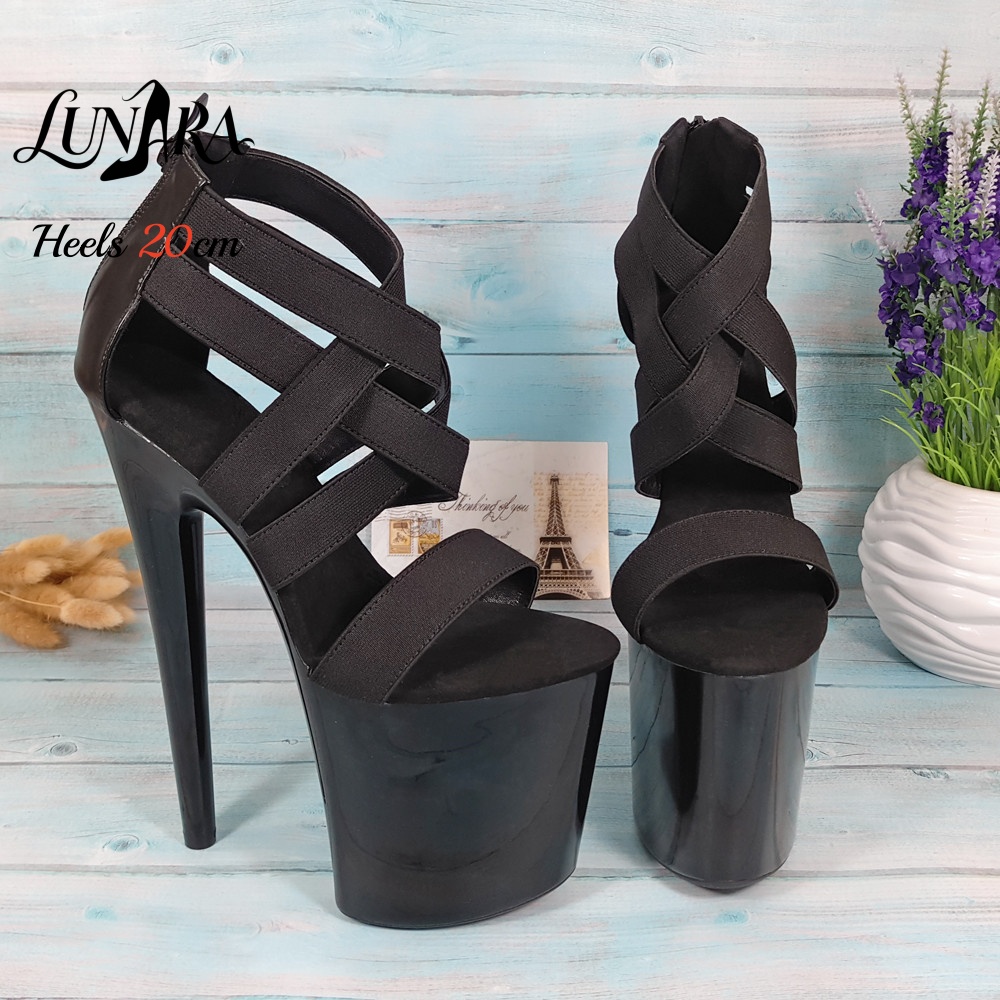 Kadınlar için 20cm/8 inç Siyah - Sandal Strappy Heeled incelemesi ve fiyatı