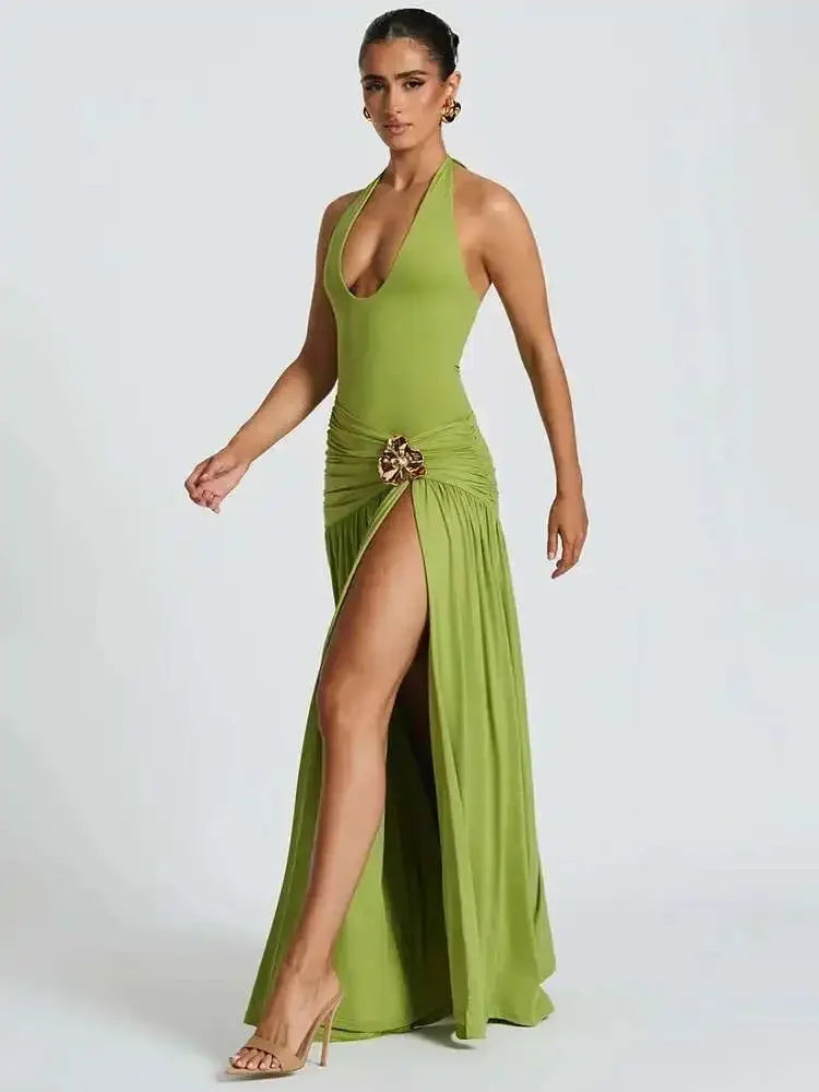 Zarif Seksi Sırtı Açık Uzun El - Maxi Dress Halter incelemesi ve fiyatı