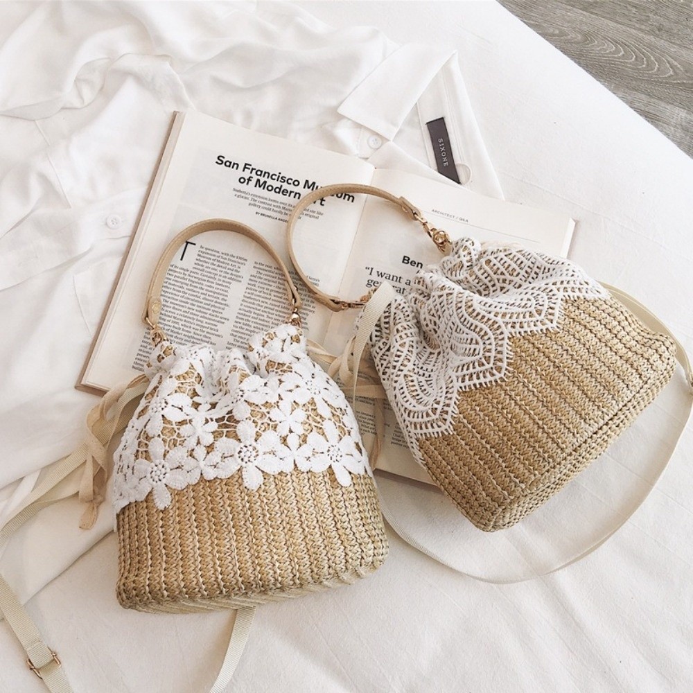 Vintage Dantel Hasır Omuz Çant - Tote Bag Beach incelemesi ve fiyatı